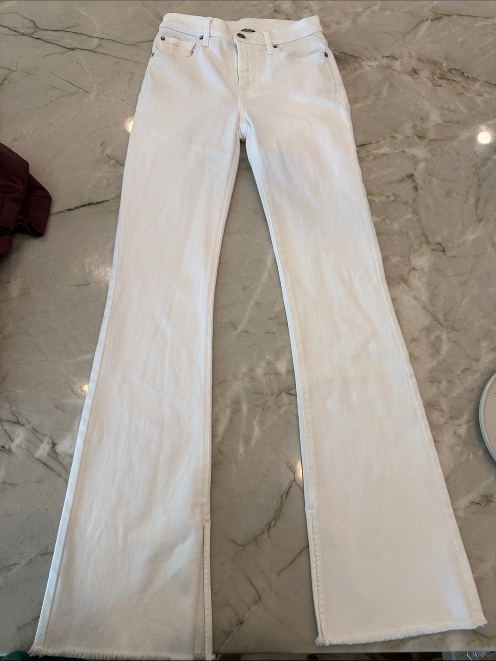 Splendid White Flare Jeans with Raw Hem